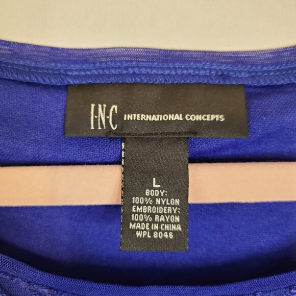 INC International Concepts Royal Blue Embroidered Top L - Picture 4 of 4